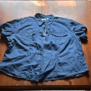 Casual Blue Denim Button-Down Shirt